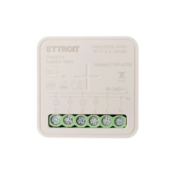 ETTROIT Micromodulo Interruttore intelligente Smart WiFi 2 Canali per controllo luci/elettrodomestici 110-240V max 10A Tuya ETWF4009 