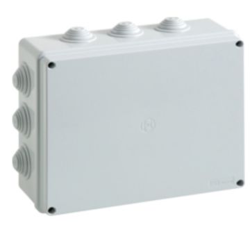 FAEG-Anschlussdose Rechteckige wasserdichte Box mit Kunststoff-Schraubdeckel 300x220x120 mit Kabelverschraubung und Scharnier IP55 FAEG - FG13408