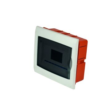 8 module flush-mounted switchboard with white frame and smoked door 250x215x75mm IP40 FAEG - FG14308
