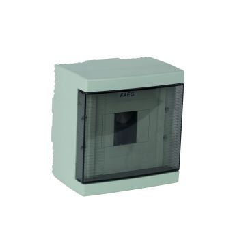 Wall-mounted switchboard 4 modules gray RAL 7035 with transparent smoked door 150 x 160 x 107 IP40 FAEG - FG14404