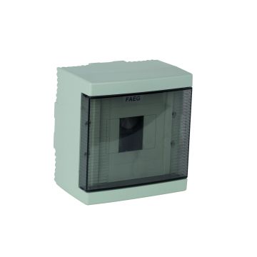 Wall-mounted switchboard 4 modules gray RAL 7035 with transparent smoked door 140 x 180 x 100 IP40 FAEG - FG14404