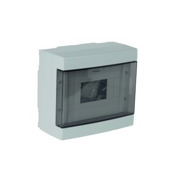 Wall-mounted switchboard 8 modules gray RAL 7035 with transparent smoked door 200x180x107mm IP40 FAEG - FG14408