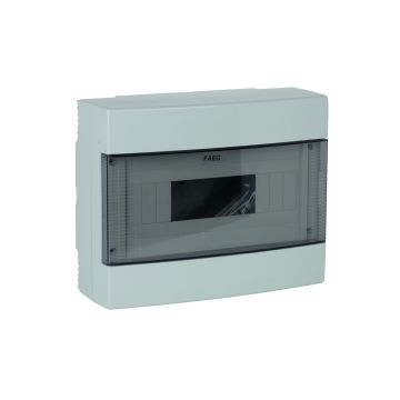Wall-mounted switchboard 12 modules gray RAL 7035 with transparent smoked door 280x220x106mm IP40 FAEG - FG14412
