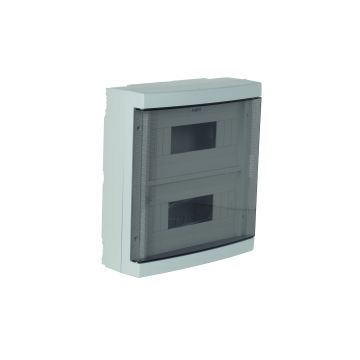 Wall-mounted switchboard 24 modules gray RAL 7035 with transparent smoked door 280 x 300 x 106 IP40 FAEG - FG14424