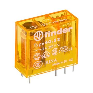 Minirelé Finder tipo 40.52 para circuito impreso 2 intercambios enchufables Bobina 8A 12V AC/DC alterna 405280120000