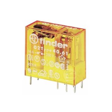 Minirelé Finder tipo 40.61 para circuito impreso 1 intercambiador enchufable 16A bobina 12V AC alterna 406180120000