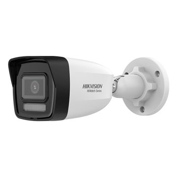 Hikvision HWI-B140HA-LU Cámara bala IP inteligente de 4MP con doble luz, detección de personas y vehículos, audio integrado y protección IP67.