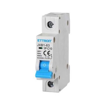 Interruttore magnetotermico automatico 1P 10A 220V Salvavita 1 Moduli DIN Ettroit JXB1-63-1P-10A