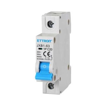 Automatischer thermischer Magnetschalter 1P 20A 220V 1 DIN-Module Ettroit JXB1-63-1P-20A