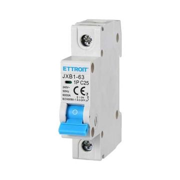 Circuit breakers Thermal-magnetic for protection 1P 25A 220V Salvavita 1 Modules DIN Ettroit JXB1-63-1P-25A