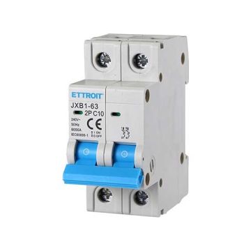 Disjoncteurs Thermique-magnétique pour la protection 2P 10A 220V Salvavita 2 Modules DIN Ettroit JXB1-63-2P-10A