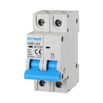 Circuit breakers Thermal-magnetic for protection 2P 25A 220V Salvavita 2 Modules DIN Ettroit JXB1-63-2P-25A