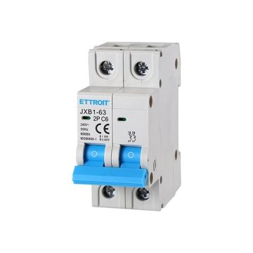 Interruttore magnetotermico automatico 2P 6A 220V Salvavita 2 Moduli DIN Ettroit JXB1-63-2P-6A