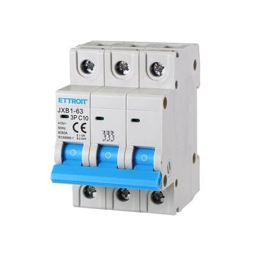 Circuit breakers Thermal-magnetic for protection 3P 10A 220V 380V Salvavita 3 Modules DIN Ettroit JXB1-63-3P-10A