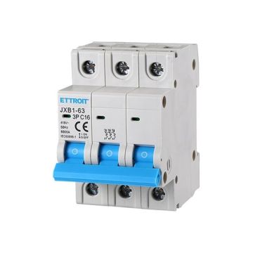 Disjoncteurs Thermique-magnétique pour la protection 3P 16A 220V 380V Salvavita 3 Modules DIN Ettroit JXB1-63-3P-16A