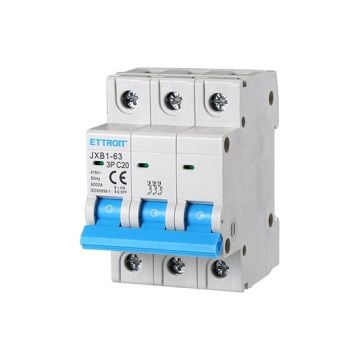 Circuit breakers Thermal-magnetic for protection 3P 20A 220V 380V Salvavita 3 Modules DIN Ettroit JXB1-63-3P-20A