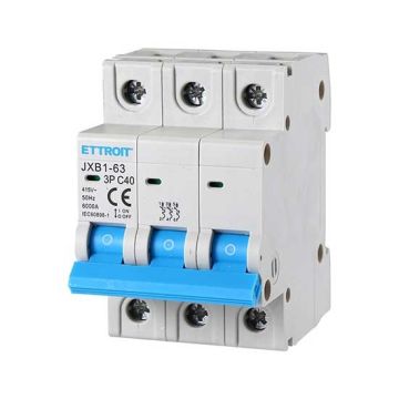 Circuit breakers Thermal-magnetic for protection 3P 40A 220V 380V Salvavita 3 Modules DIN Ettroit JXB1-63-3P-40A