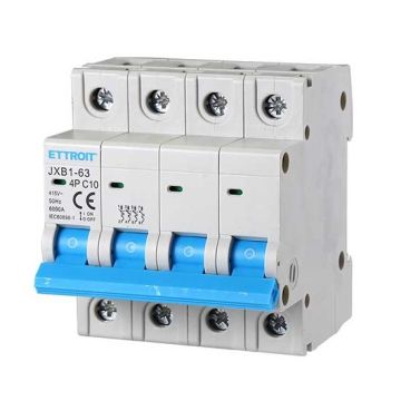 Circuit breakers Thermal-magnetic for protection 4P 10A 220V 380V Salvavita 4 Modules DIN Ettroit JXB1-63-4P-10A