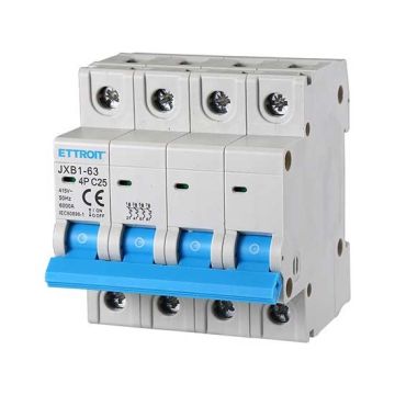 Circuit breakers Thermal-magnetic for protection 4P 25A 220V 380V Salvavita 4 Modules DIN Ettroit JXB1-63-4P-25A