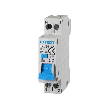 Disyuntor de corriente residual 1P+N 6A 220V 4.5kA 30mA 220V 1 Módulo DIN Ettroit JX250640
