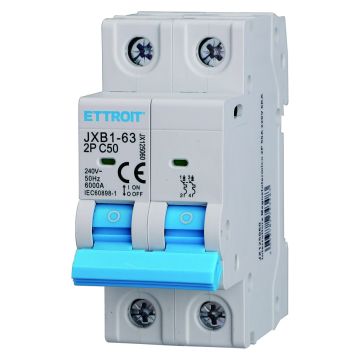 ETTROIT Interruttore Magnetotermico 2P C50 50A 6kA IEC60898-1 JX125060 