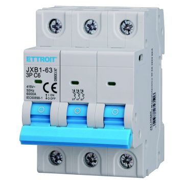 ETTROIT Interruttore Magnetotermico tripolare 3P C6 6A 6kA IEC60898-1 JX130660  