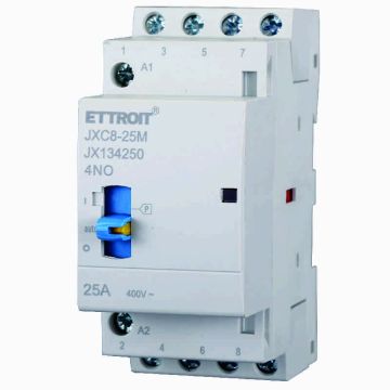 ETTROIT JX134250 Contactor Doméstico 4NO 4P 25A 220v 50hz AC DIN con Interruptor de Control Manual