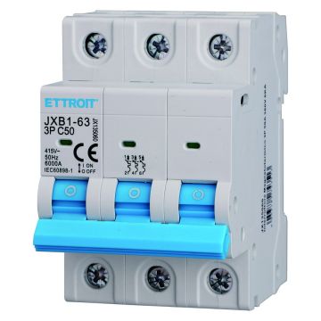 ETTROIT Interruttore Magnetotermico tripolare 3P C50 50A 6kA IEC60898-1 JX135060 