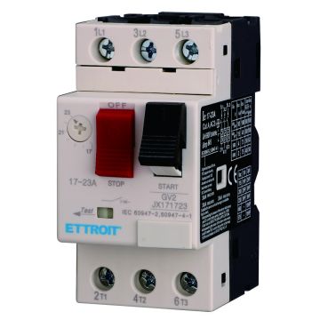 ETTROIT Salvamotore Termomagnetico Regolabile 17–23A Trifase GV2 Protezione Motore - JX171723