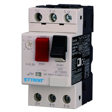 ETTROIT Salvamotore Termomagnetico Regolabile 4–6,3A Trifase GV2 Protezione Motore - JX174600