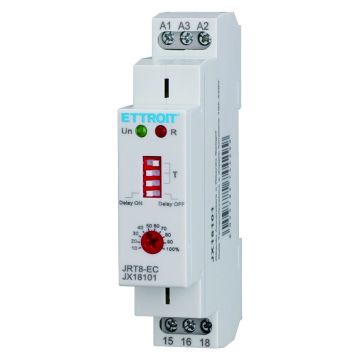 Relé temporizador de doble función ETTROIT con retardo de encendido/apagado, CA 230 V, 1 SPDT, 10 A - JX18101