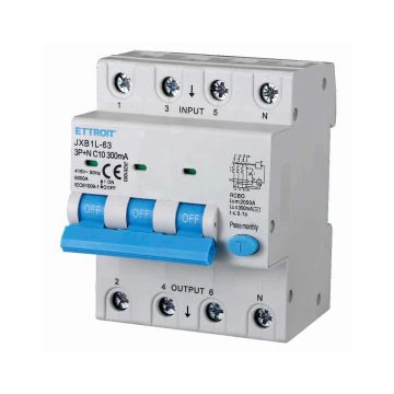 ETTROIT Interruttore Magnetotermico Differenziale 3P+N 10A 300mA 380V-6KA JX261063