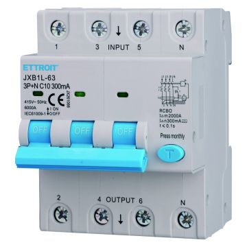 ETTROIT interruttore Magnetotermico Differenziale 3P+N 10A 300mA 380V-6KA CLASSE A - JX261068