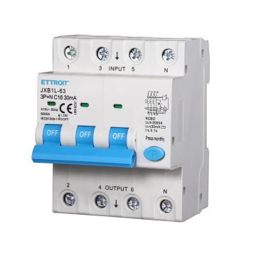 ETTROIT Interruttore Magnetotermico Differenziale 3P+N 16A 30mA 380V-6KA 4 moduli DIN JX261661