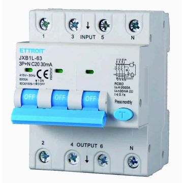 ETTROIT JX262064 Magnetotermico Differenziale 3P+N 20A 30mA 380V-6KA CLASSE A