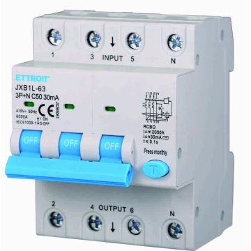 ETTROIT interruttore Magnetotermico Differenziale 3P+N 50A 30mA 380V-6KA JX265061