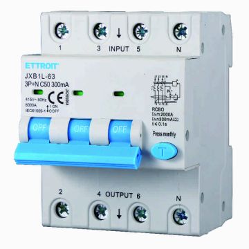 ETTROIT JX265068 Magnetotermico Differenziale 3P+N 50A 300mA 380V-6KA CLASSE A