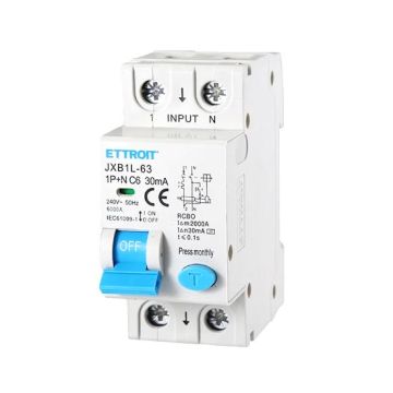 Differential circuit breaker 1P+N 6A 6kA 30mA 220V occupies 2 DIN modules Ettroit JX270661