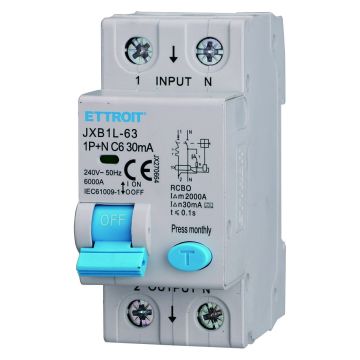 ETTROIT interruttore Magnetotermico Differenziale 1P+N 6A 30mA 220V-6KA CLASSE A - JX270664 