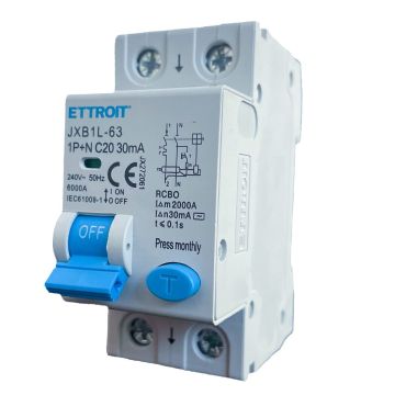 ETTROIT Interruttore Magnetotermico Differenziale 1P+N 20A 30mA 220V 6KA JX272061