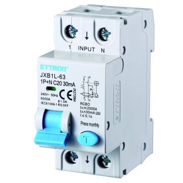 ETTROIT Interruttore Magnetotermico Differenziale 1P+N 20A 30mA 220V 6KA CLASSE A - JX272064