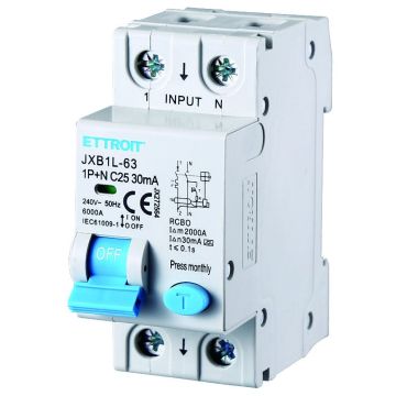 ETTROIT Interruttore Magnetotermico Differenziale 1P+N 25A 30mA 220V 6KA CLASSE A - JX272564
