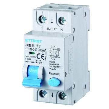 ETTROIT Interruttore Magnetotermico Differenziale 1P+N 40A 300mA 220V 6KA 2 moduli Din - JX274063
