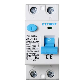 ETTROIT Interruttore Differenziale Puro 2P 63A 300mA 220V 6KA - JX326363