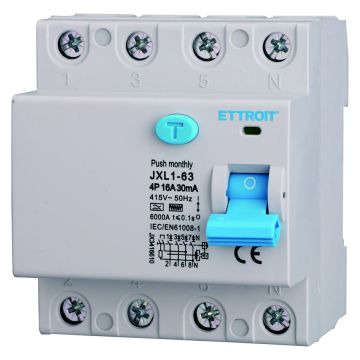 ETTROIT Interruttore Differenziale Puro 4P 16A 30mA 380V 6KA Curva F - JX3416610
