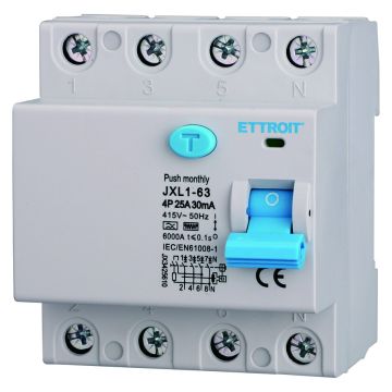 ETTROIT Interruttore Differenziale Puro 4P 25A 30mA 380V 6KA Curva F - JX3425610