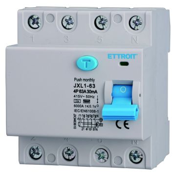 ETTROIT Interruttore Differenziale Puro 4P 63A 30mA 380V-6KA Curva F - JX3463610