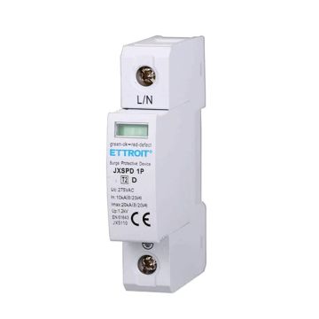 Descargador de sobretensiones 220V Tipo T2 1 Polo 275V 10kA-20kA Ocupa 1 Módulos DIN Ettroit JX5110