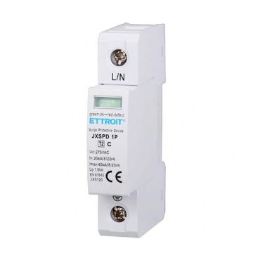 Descargador de sobretensiones 220V Tipo T2 1 Polo 275V 20kA-40kA Ocupa 1 Módulos DIN Ettroit JX5120
