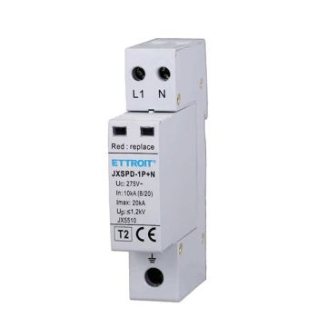 Descargador de sobretensiones 220V Tipo T2 1P+N 275V 10kA-20kA ocupa 1 módulo DIN Ettroit JX5510